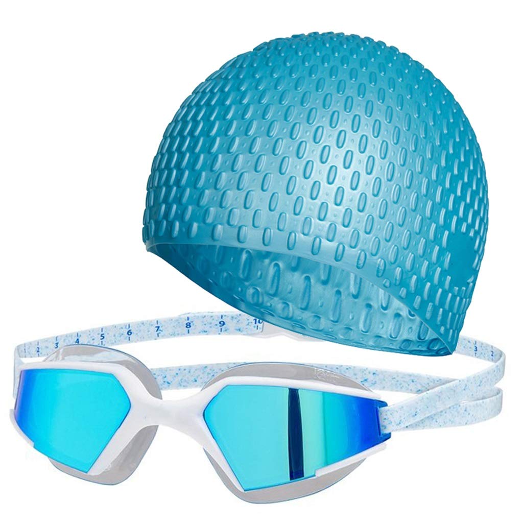 HD Anti-Fog Swimming Goggles for Men & Women - Waterproof UV Protection Swim Glasses with Nose Clip + Free Swim Cap - Ideal for Pool, Beach & Competitive Swimming