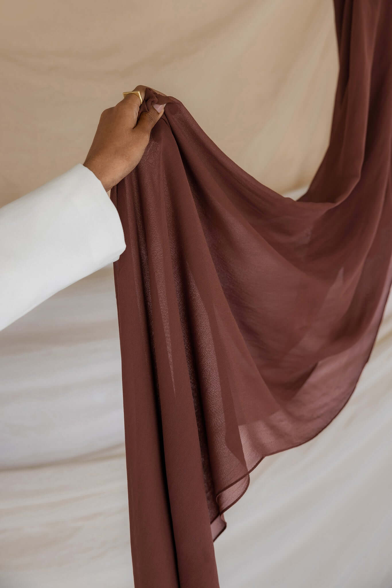 Elegant Canyon Brown Crepe Chiffon Fabric - Soft Flowy Material for Dresses, Scarves & Home Decor | Perfect for Evening Gowns, Bridesmaid Dresses & DIY Sewing Projects
