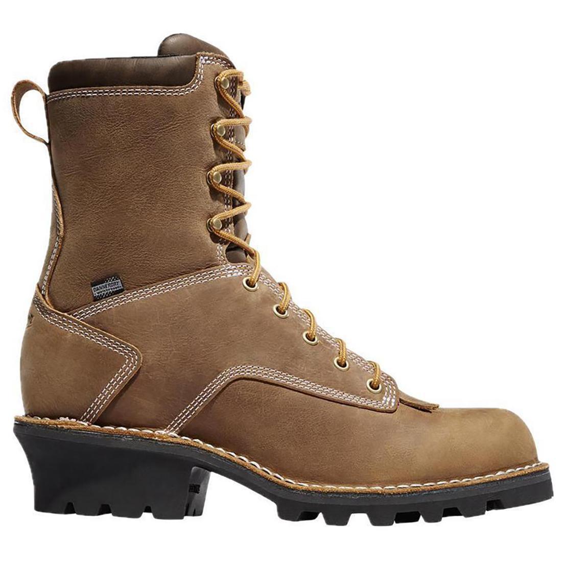 Logger 8 Soft Toe Work Boots for Men - Comfortable Brown Leather Safety Shoes for Construction & Outdoor Work | Durable Slip-Resistant Work Boots for Landscaping, Warehouse & Heavy Duty Jobs