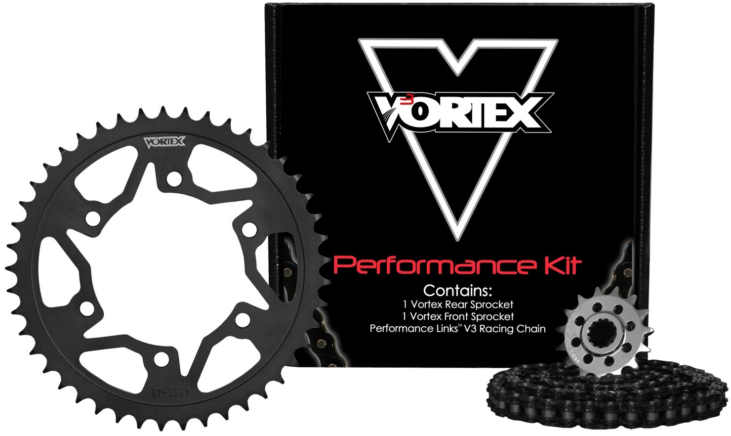 Vortex CK6295 Chain and Sprocket Kit - High-Performance Black Replacement for Motorcycles & ATVs - Perfect for Off-Roading, Racing & Maintenance Upgrades