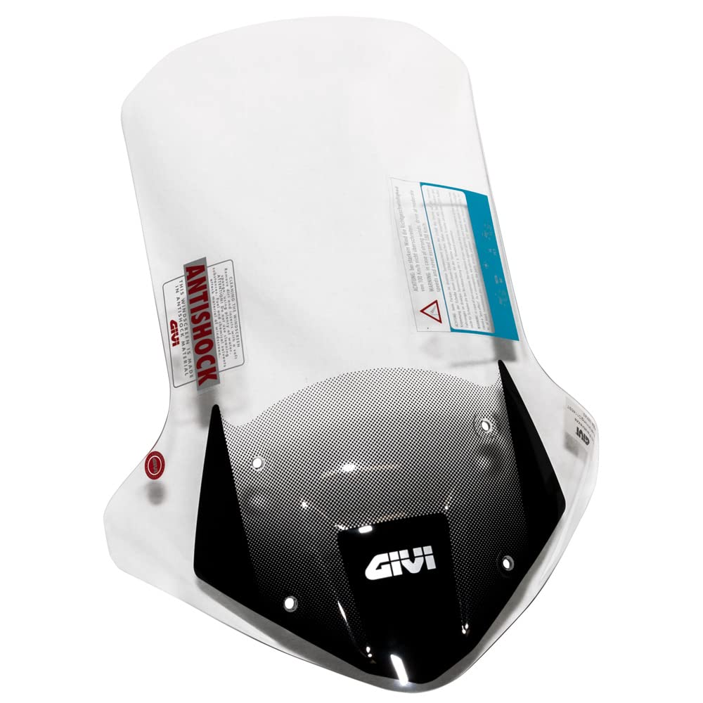 GIVI D1146ST Motorcycle Windshield - Universal Fit for Bikes, Durable Polycarbonate Wind Screen for Enhanced Riding Comfort - Perfect for Highway Cruising and Long-Distance Tours