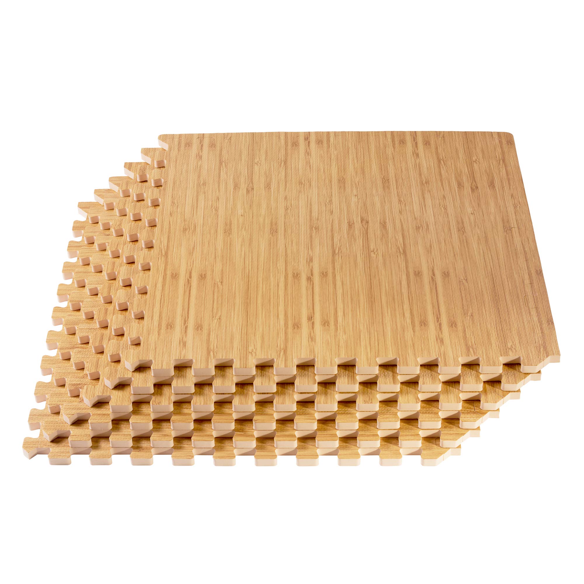 Premium Wood Grain Interlocking Foam Floor Mats - 5/8 Inch Thick Printed Foam Tiles, Anti-Fatigue Flooring for Home Gym, Playroom & Nursery - Forest Floor Design