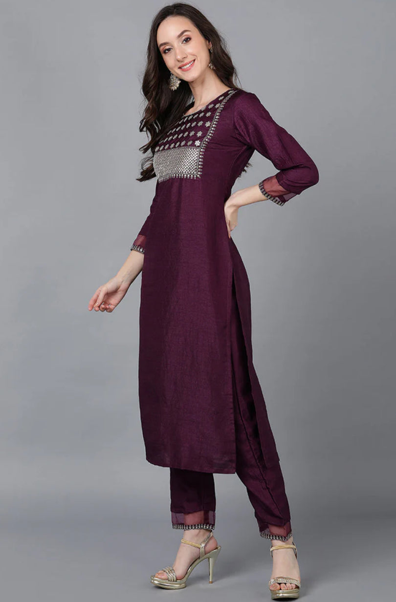 Stylish Purple Printed Kurta Set with Pant & Dupatta for Women | Ethnic Indian Outfit for Festivals, Weddings & Parties