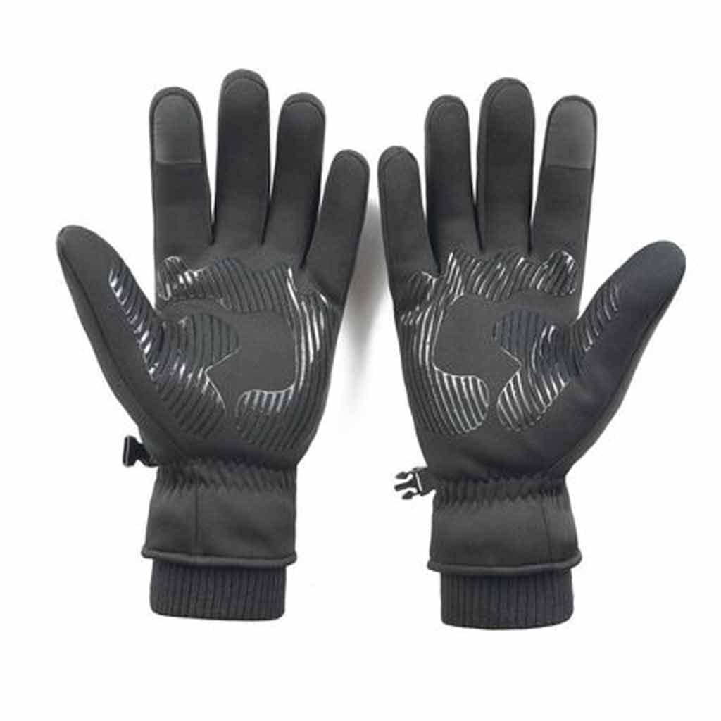 Premium Men's Ski Gloves - Thermal Velvet Lined Snowboard & Motorcycle Winter Gloves (Black, One Size) - Ideal for Skiing, Snowboarding, Snowmobiling & Cold Weather Activities