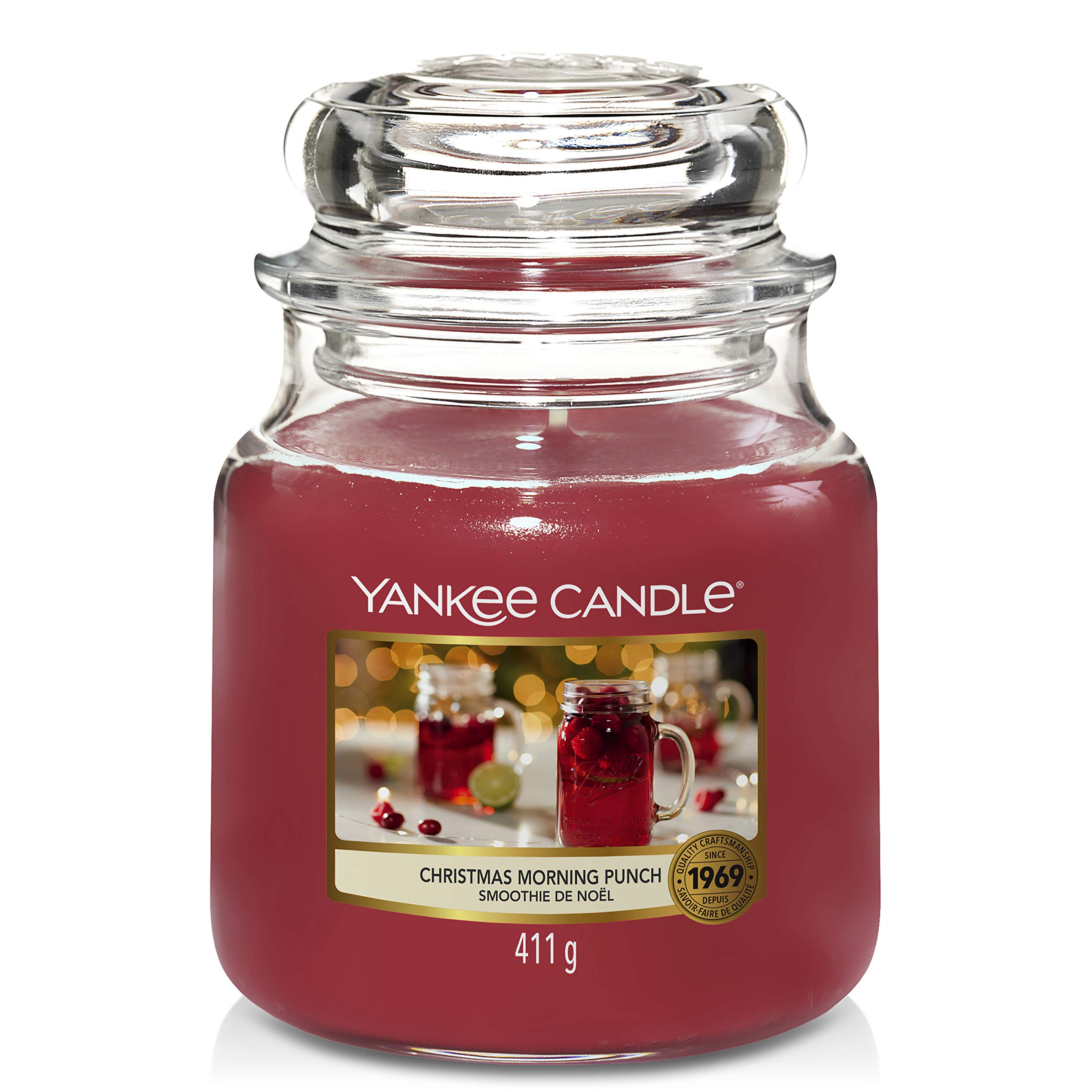 Yankee Candle Medium Jar Candle - Christmas Morning Punch Scented Candle for Holiday Decor, Gift & Home Fragrance | Perfect for Christmas Decorations, Cozy Nights & Festive Ambiance