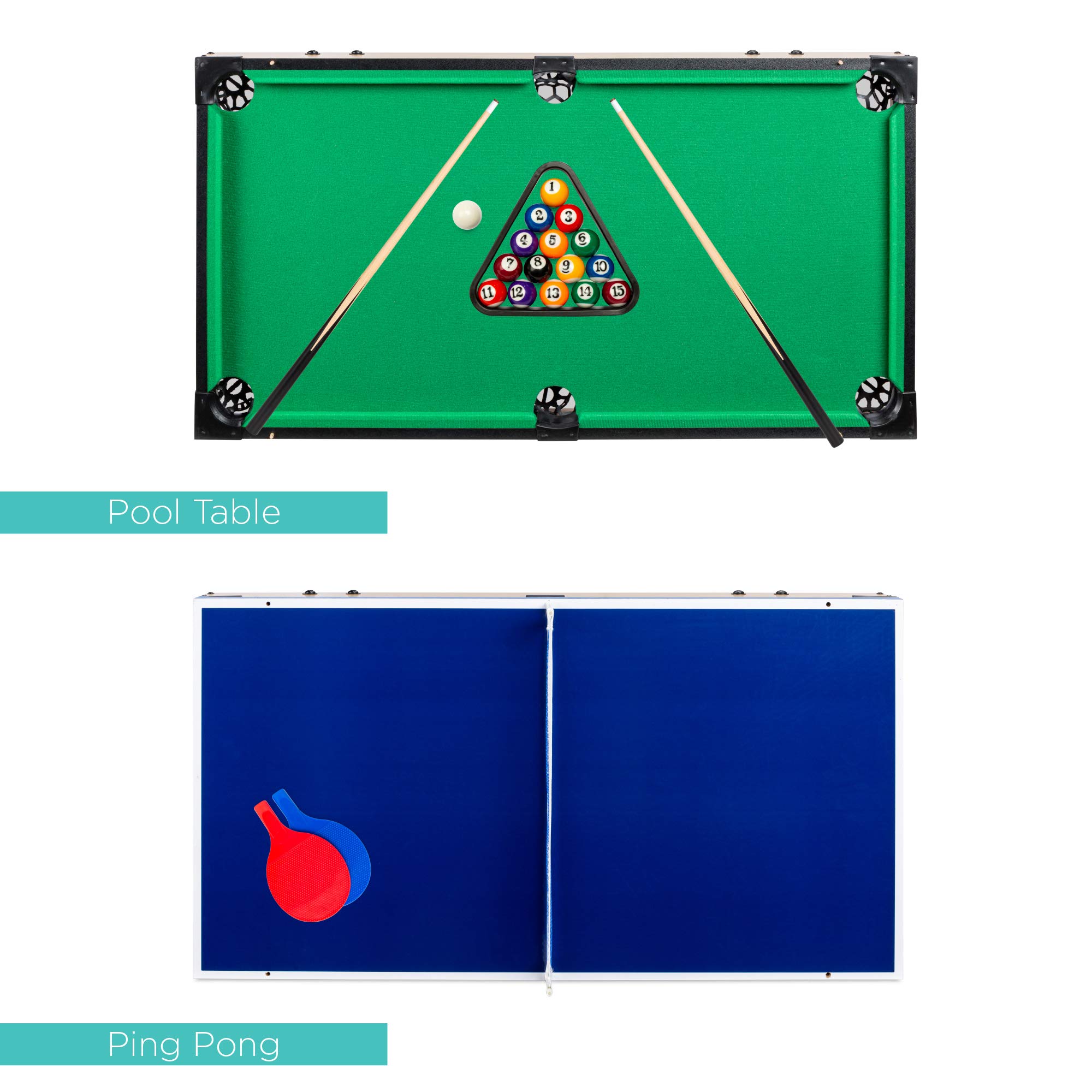 Best Choice Products 4-in-1 Multi Game Table for Kids - Pool Billiards, Air Hockey, Foosball & Table Tennis Combo - Perfect for Home, Playroom & Rec Room - Fun Family Game Night & Indoor Entertainment Center