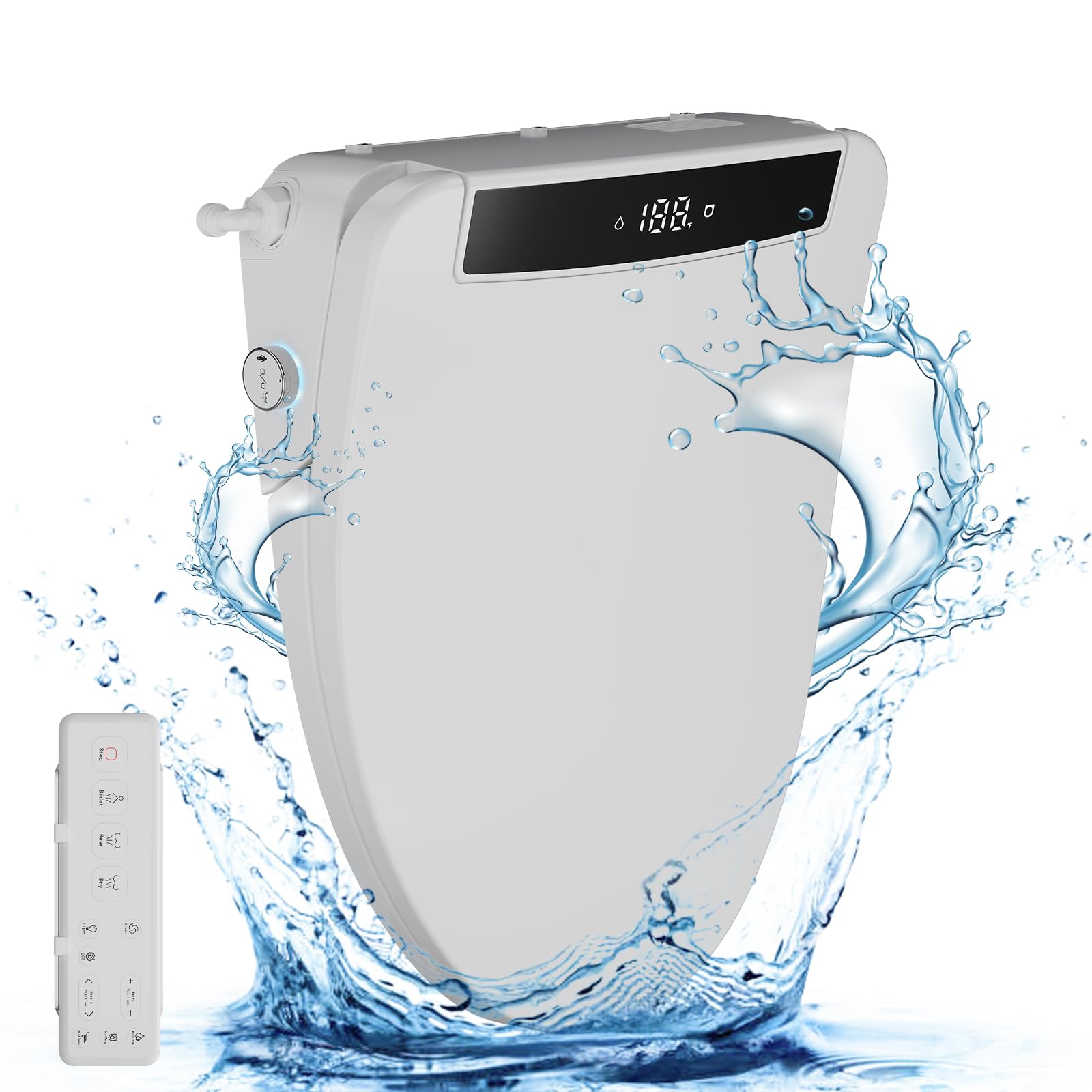 Premium Heated Bidet Toilet Seat with Warm Water & Dryer - 3 Cleaning Modes, Self-Cleaning Stainless Steel Nozzle, LED Display & Night Light - Perfect for Modern Bathrooms & Elderly Comfort