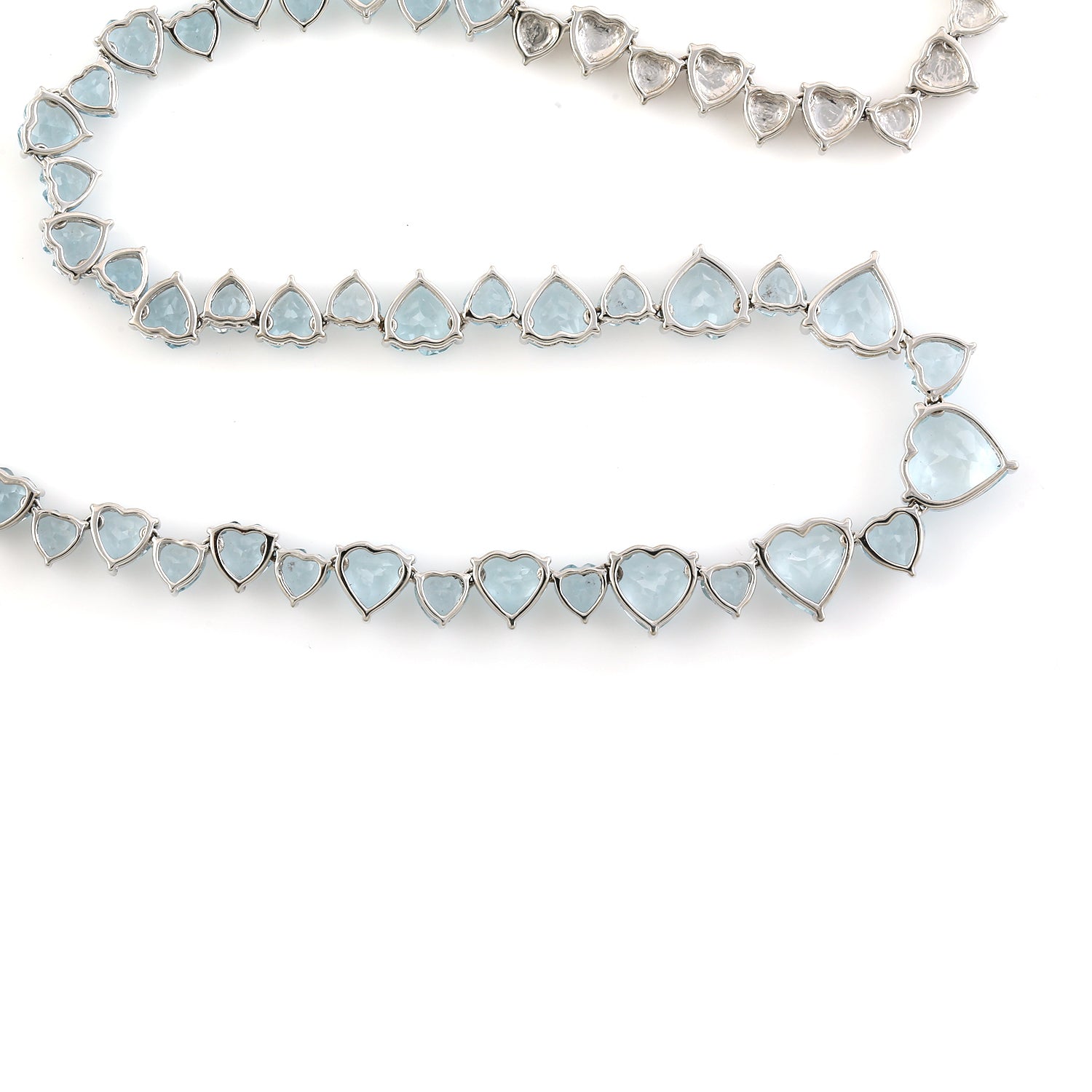 18K White Gold Heart Shaped Aquamarine March Birthstone Necklace for Women - Elegant Gift for Anniversary, Valentine's Day & Special Occasions