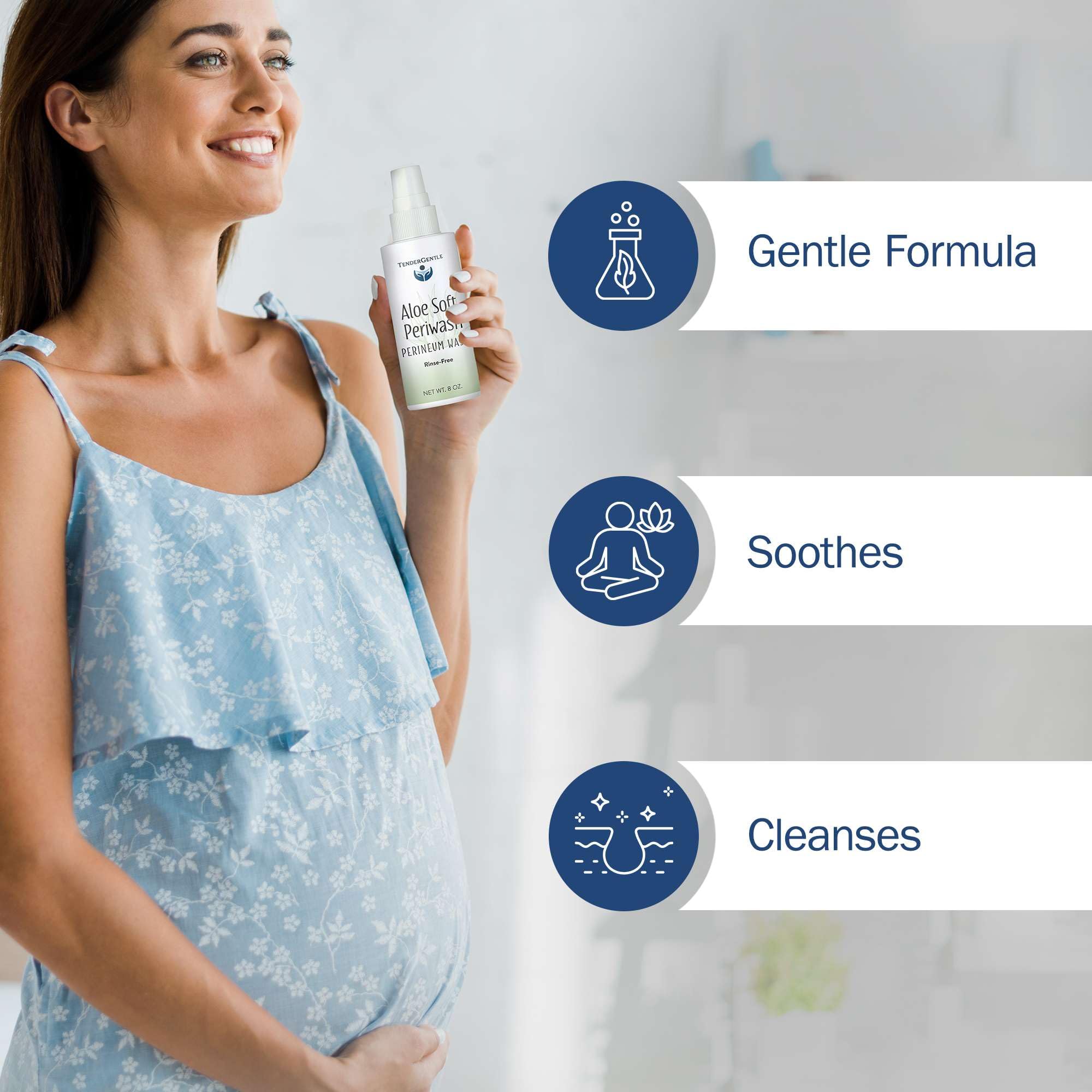 Aloe Vera Perineal Spray - 2 Pack 8 oz No-Rinse Perineum Wash for Postpartum Care - Soothes & Cleanses with Aloe Extract - Ideal for Post-Delivery Recovery & Feminine Hygiene
