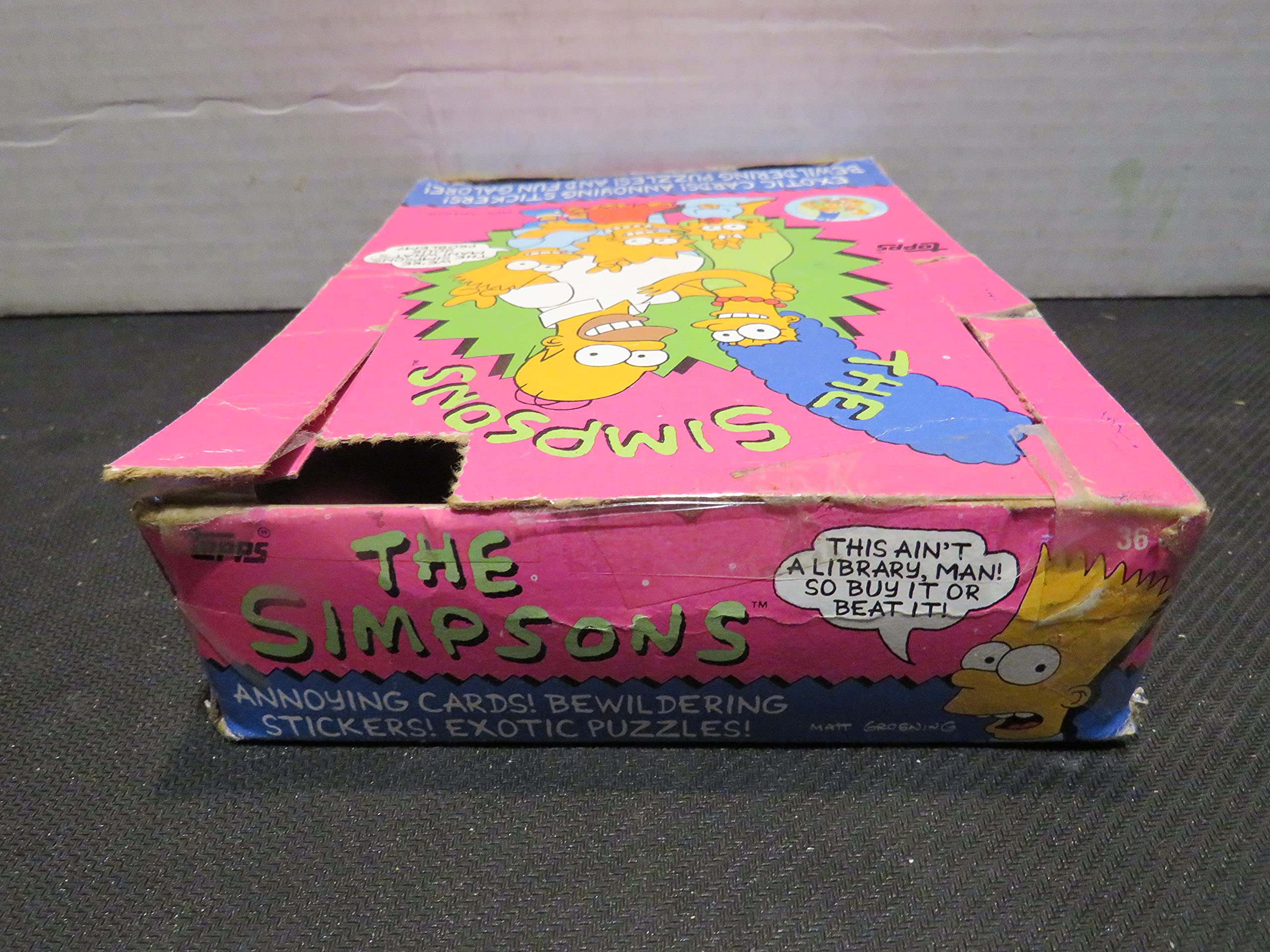 Vintage 1990 Topps The Simpsons Trading Cards Box - Near Mint Packs with Scotch Tape (Collectible TV Show Memorabilia for Display & Trading)