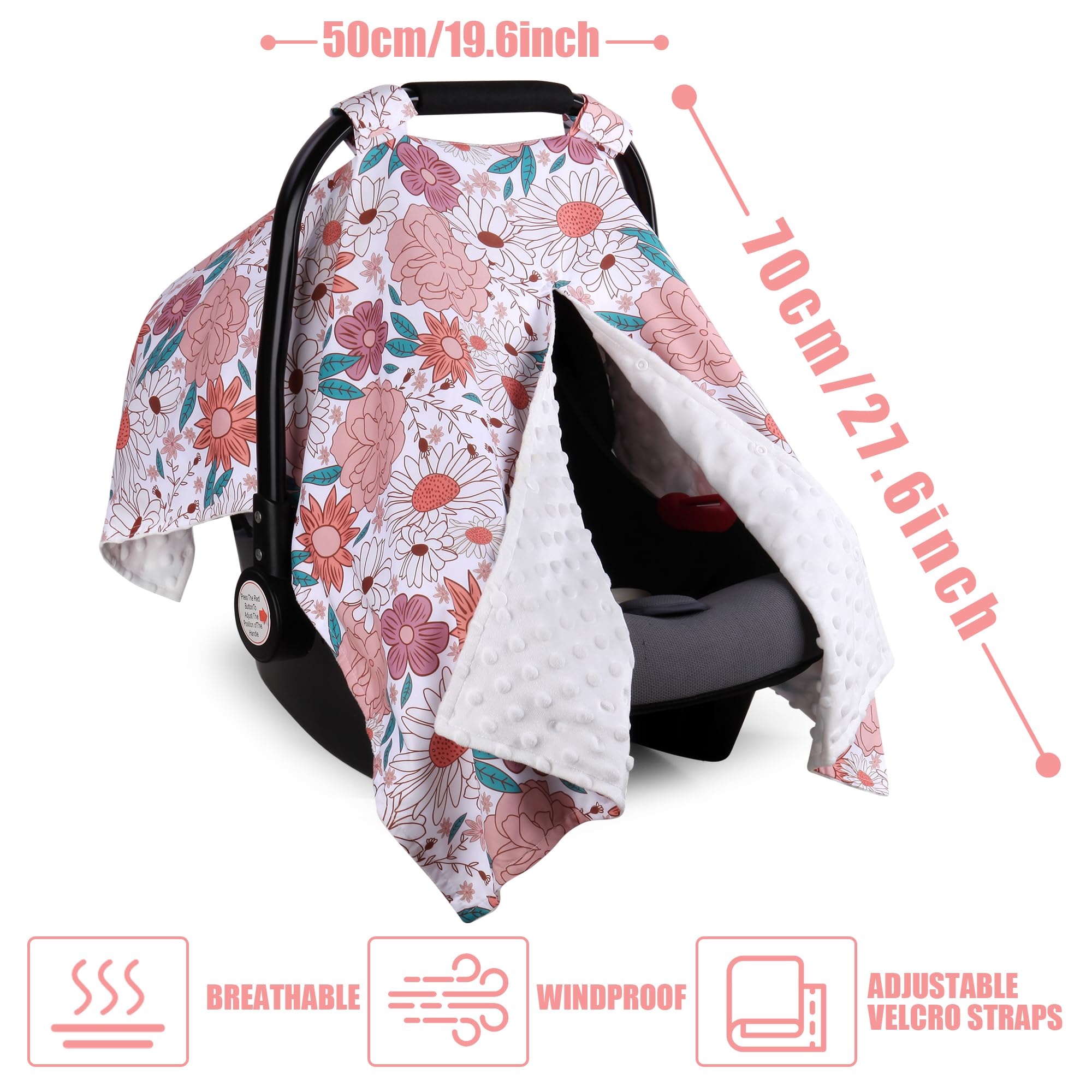 Metplus 2-in-1 Baby Car Seat Cover & Nursing Canopy - Soft Minky Fabric with Peekaboo Opening for Newborns (Boy/Girl) - Perfect for Strollers, Shopping & Breastfeeding On-The-Go