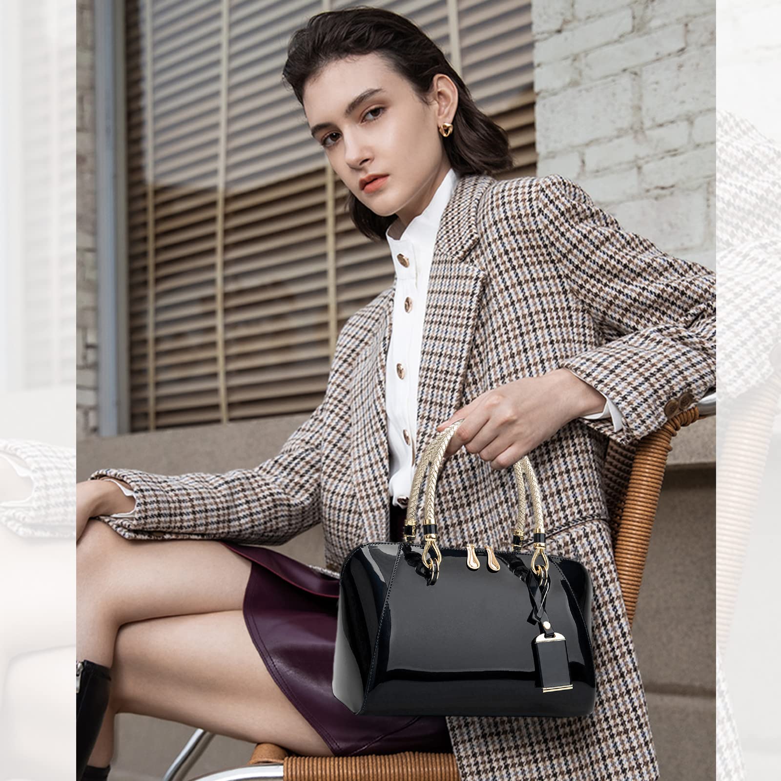 Stylish NICOLE & DORIS Women's Designer Handbags - Patent Leather Top Handle, Shoulder & Crossbody Bags for Work, Evening & Special Occasions | Elegant Clutches & Evening Purses