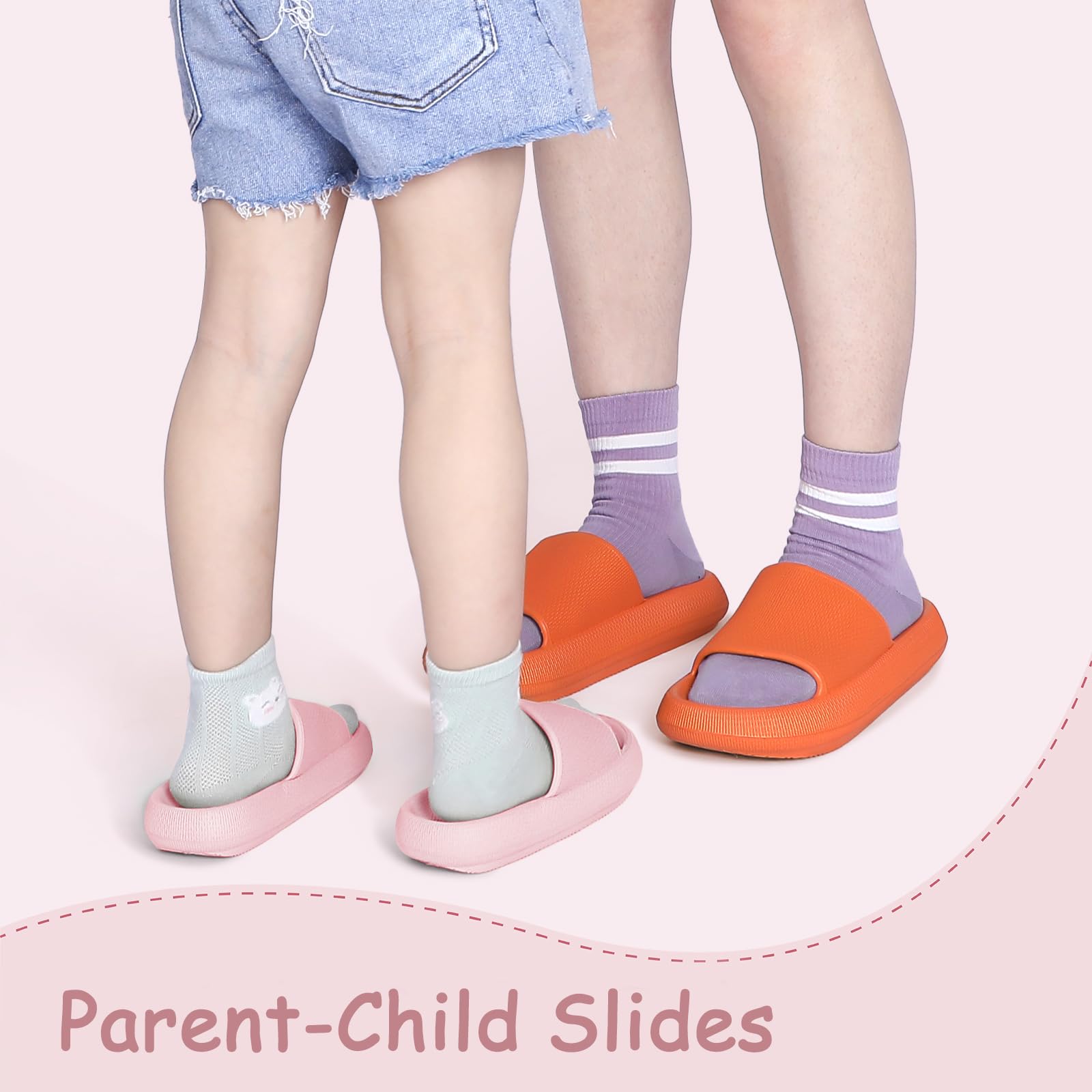 **Menore Cloud Slides for Kids - Soft Pillow Slippers with Thick Sole, Non-Slip Shower & Beach Sandals for Boys & Girls - Perfect for Bathroom, Pool, and Summer Outdoor Play**