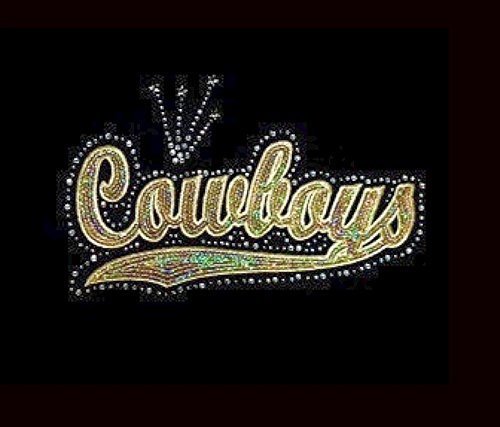 Cowboys Gold Sequin Rhinestone Iron On Transfer - Western Theme DIY T-Shirt Decoration for Parties & Costumes