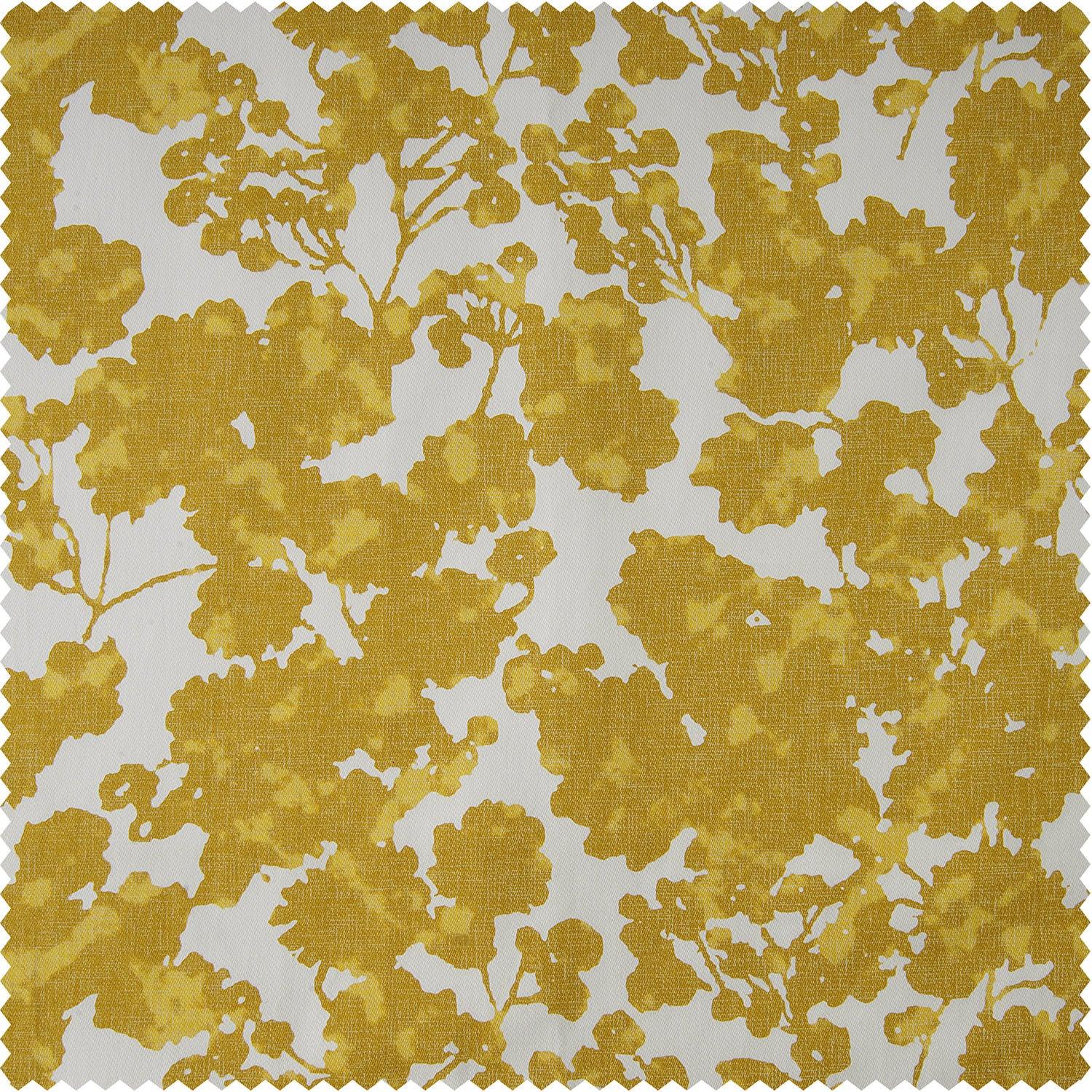 Fleur Gold Floral Printed Cotton Roman Shade - Elegant Window Treatment for Living Room & Bedroom Decor
