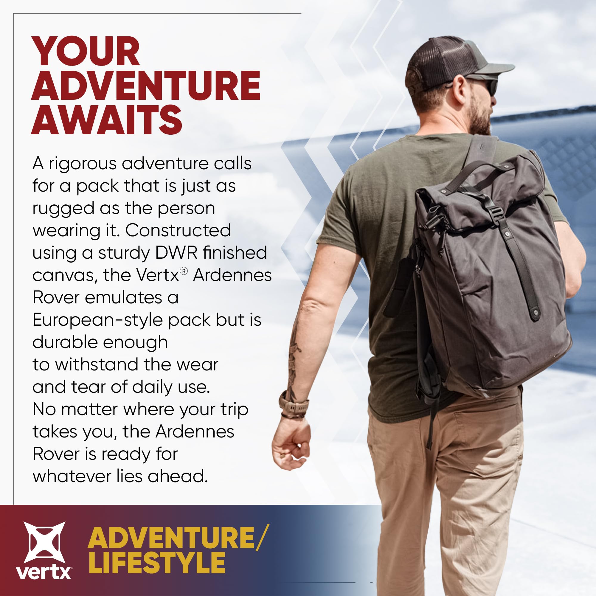Vertx Ardennes Men's Tactical Backpack - Medium MOLLE Laptop Rucksack for Travel, Work & Outdoor Activities | Durable Canvas Utility Gear Bag in Rover Ash Grey | Perfect for Hiking, Commuting & Tactical Use
