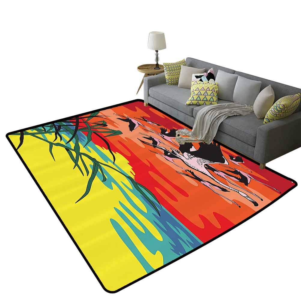 Flamingo Classroom Rug - 5'x8' (150x240cm) Kids Play Mat with Flying Flamingos & Savannah Landscape Design - Perfect for Preschool, Daycare & Playroom Decor