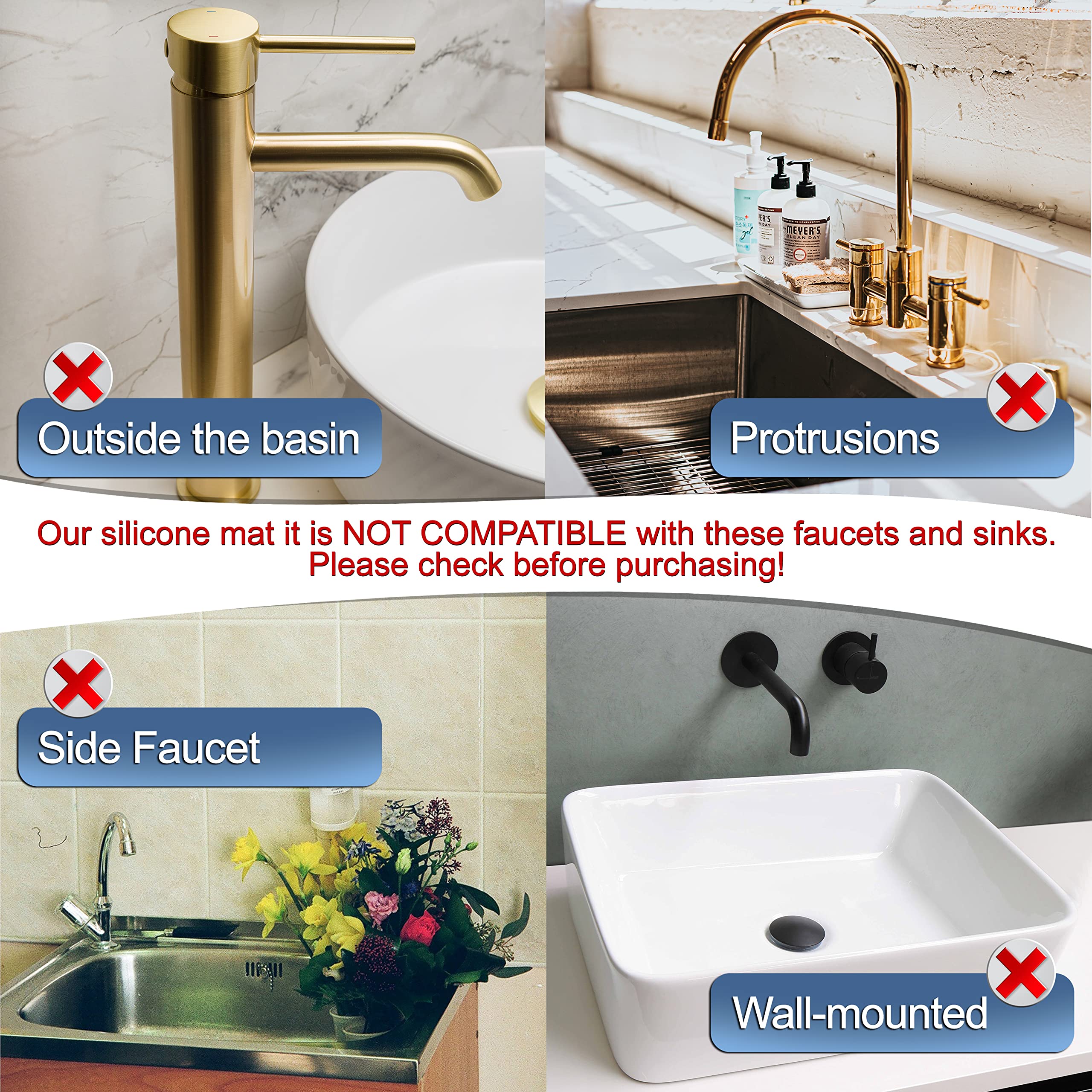 24 Inch Kitchen Sink Splash Guard - Easy to Clean & Install Faucet Mat with Sponge Holder | Prevent Water Splashes for Cooking, Dishwashing & Cleaning