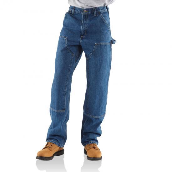 Original Fit Washed Logger Double Front Work Jeans for Men - Durable Denim Pants in Darkstone - Perfect for Construction, Farming & Outdoor Work