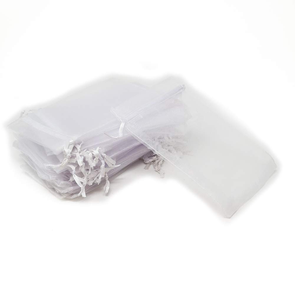 50 Pack Sheer Coral Organza Gift Bags - Elegant Jewelry Pouches for Wedding Favors, Party Decorations & Bridal Shower Gifts - Perfect for Jewelry Storage, Party Favors, and Special Occasions