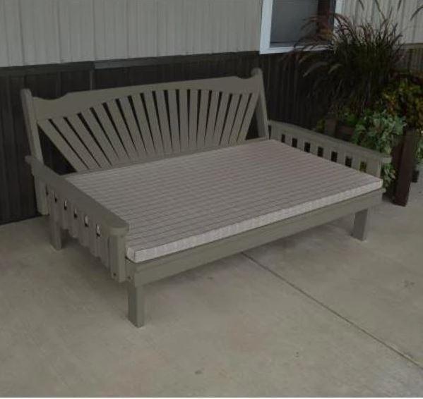 A&L Furniture Yellow Pine Fanback Daybed - Rustic Wooden Sofa Bed for Living Room, Guest Room & Outdoor Use