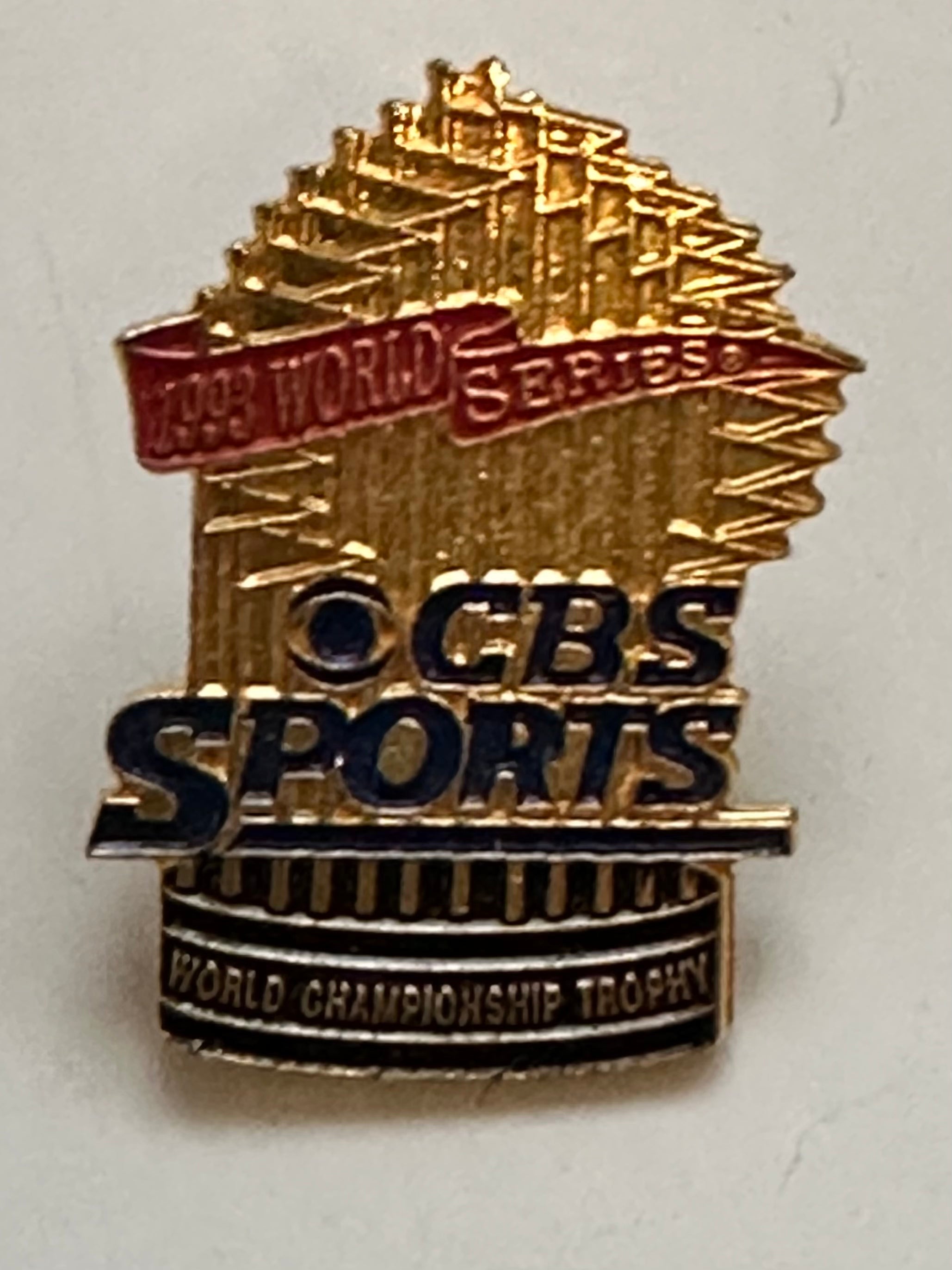 1993 CBS Sports Baseball Press Pin - Toronto Blue Jays World Series Championship Collectible - Perfect for Memorabilia Displays & Sports Fan Gifts