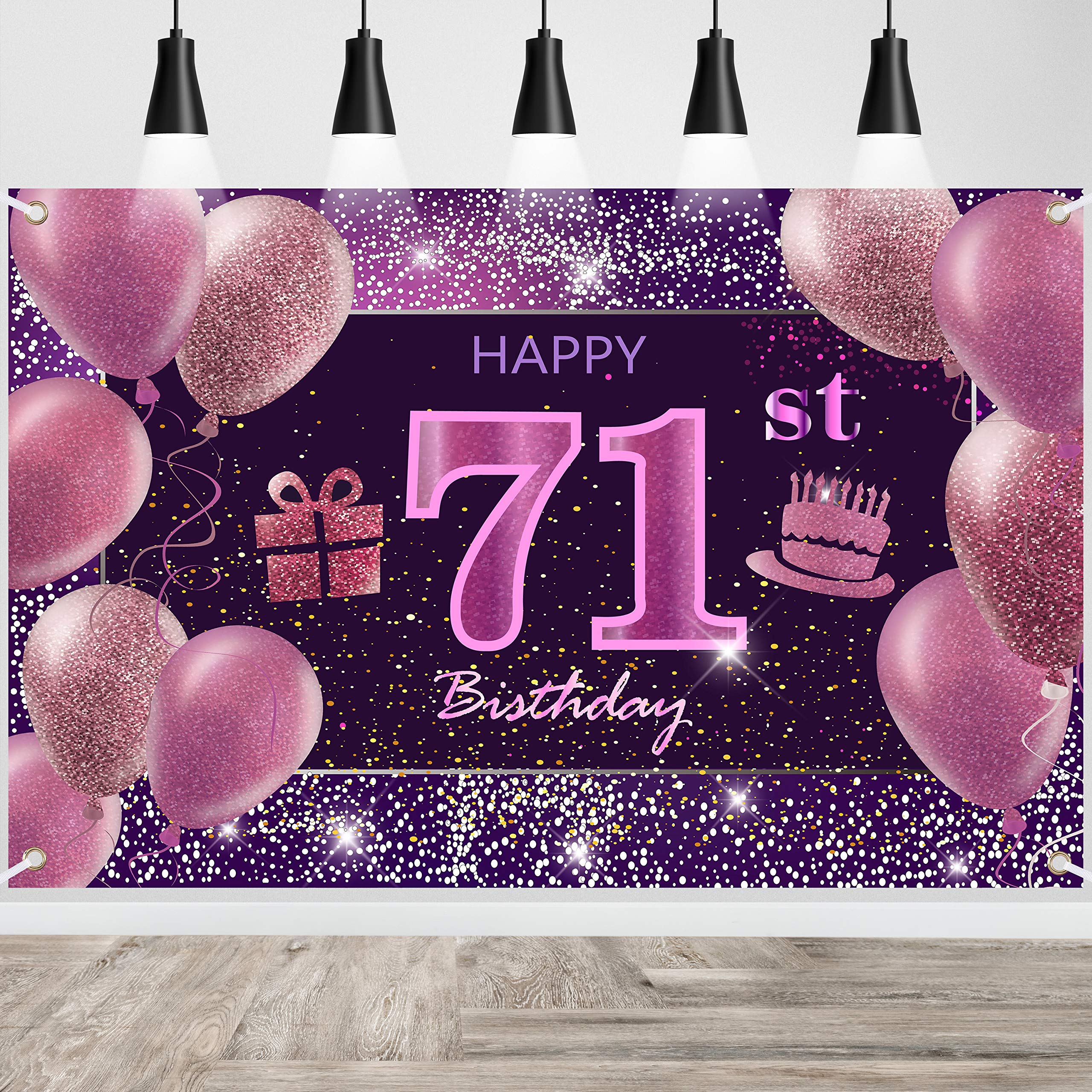 IMISI 71st Birthday Decorations for Women - Pink Happy Birthday Banner & Party Backdrop for Girls - Perfect for Birthday Parties, Celebrations & Photo Booths