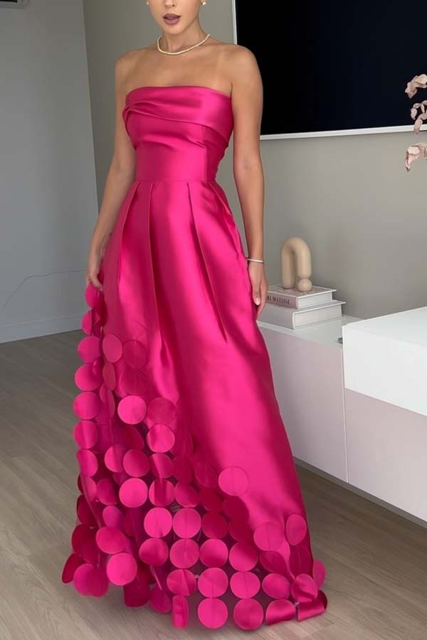 Elegant Off-Shoulder Satin & Mesh Polka Dot Maxi Dress for Women - Perfect for Evening Parties, Weddings & Formal Occasions