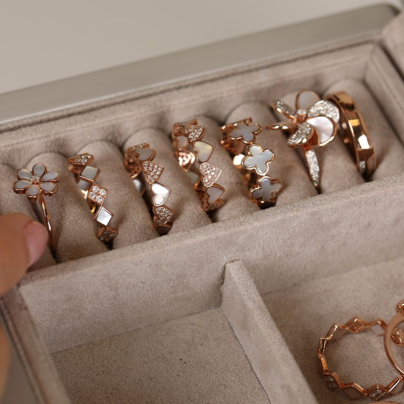 14K Rose Gold Mother of Pearl & Diamond Pave Flower Cocktail Ring - Elegant Jewelry for Parties, Weddings & Special Occasions