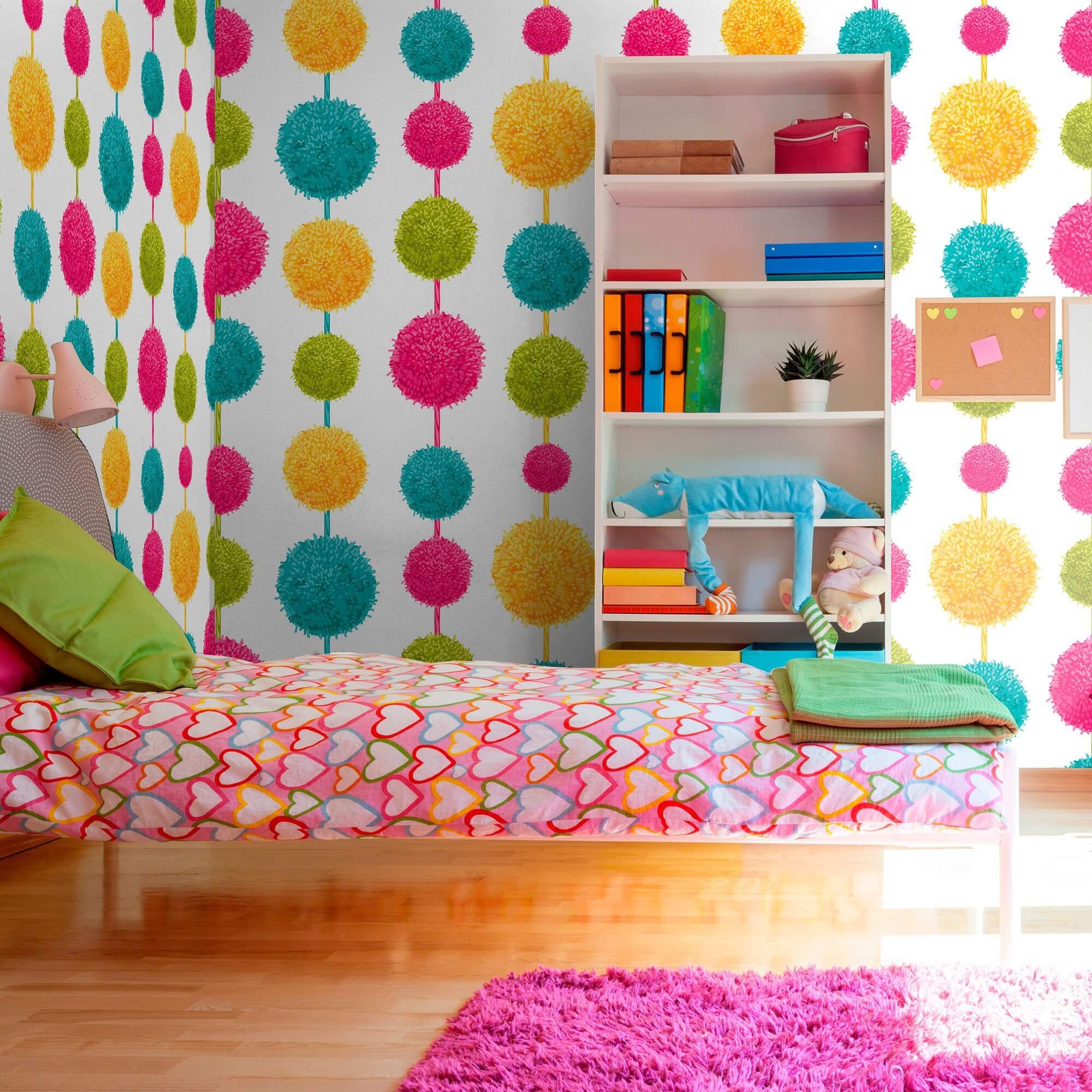 Retro Peel and Stick Removable Wallpaper for Teens - Yellow and Fuchsia Floral Pattern (6125) - Perfect for Bedroom, Dorm Room, and DIY Home Decor