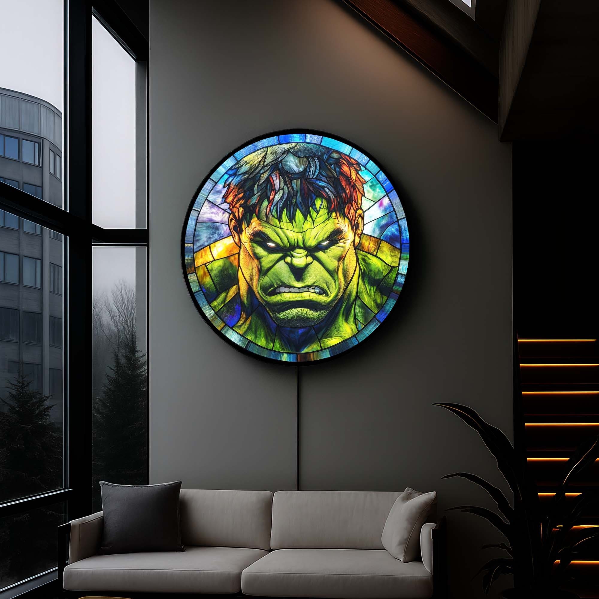Verdant Giant Backlit Tempered Glass Wall Art - Modern Nature-Inspired LED Wall Decor for Living Room, Bedroom & Office