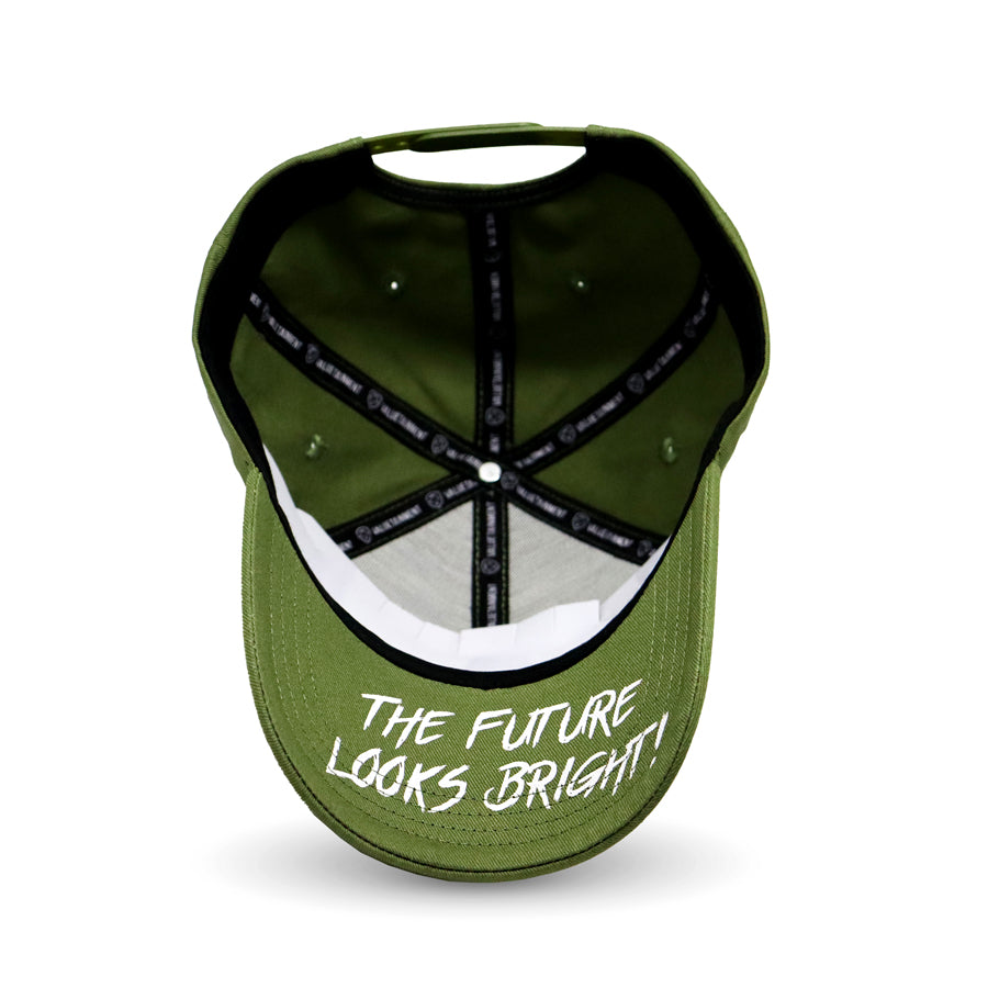 Future Looks Bright Army Green Snapback Hat - Trendy Adjustable Baseball Cap for Men & Women - Perfect for Outdoor Sports, Casual Wear, and Street Fashion