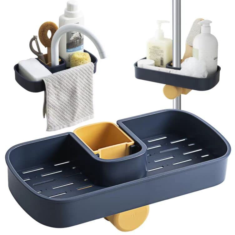 Stainless Steel Faucet Sponge Holder & Dish Cloth Hanger - Space Saving Kitchen Organizer for Sink, Countertop Cleaning Tools (Perfect for Small Kitchens & RVs)