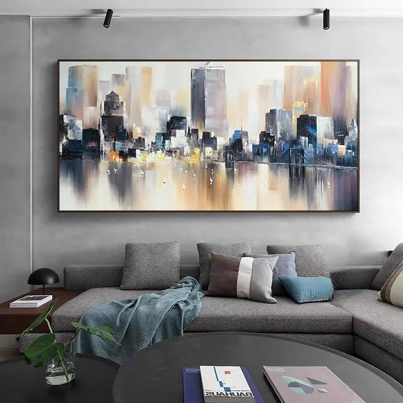 Urban Landscape Painting #UL 005 - Modern Wall Art for Living Room, Bedroom & Office Decor - Handmade Canvas Artwork