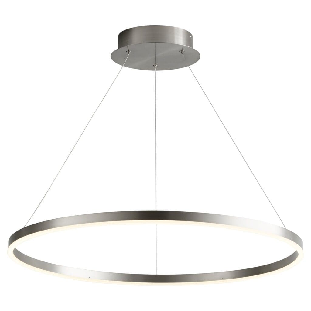 Oxygen Circulo 3 65 24 Pendant Light - 32 Inch Modern LED Ring Chandelier in Satin Nickel Finish - Perfect for Dining Room, Kitchen Island, and Contemporary Home Decor