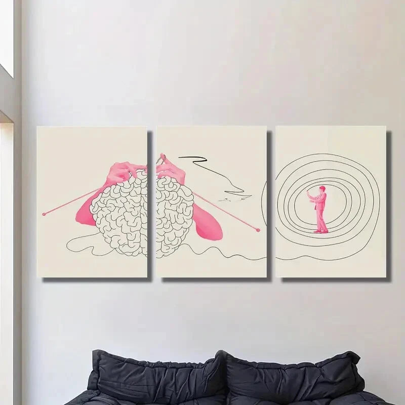 3-Piece Abstract Metal Wall Art Prints - Ready to Hang Modern Home Decor for Living Room, Bedroom & Office | Creative Concept Artwork