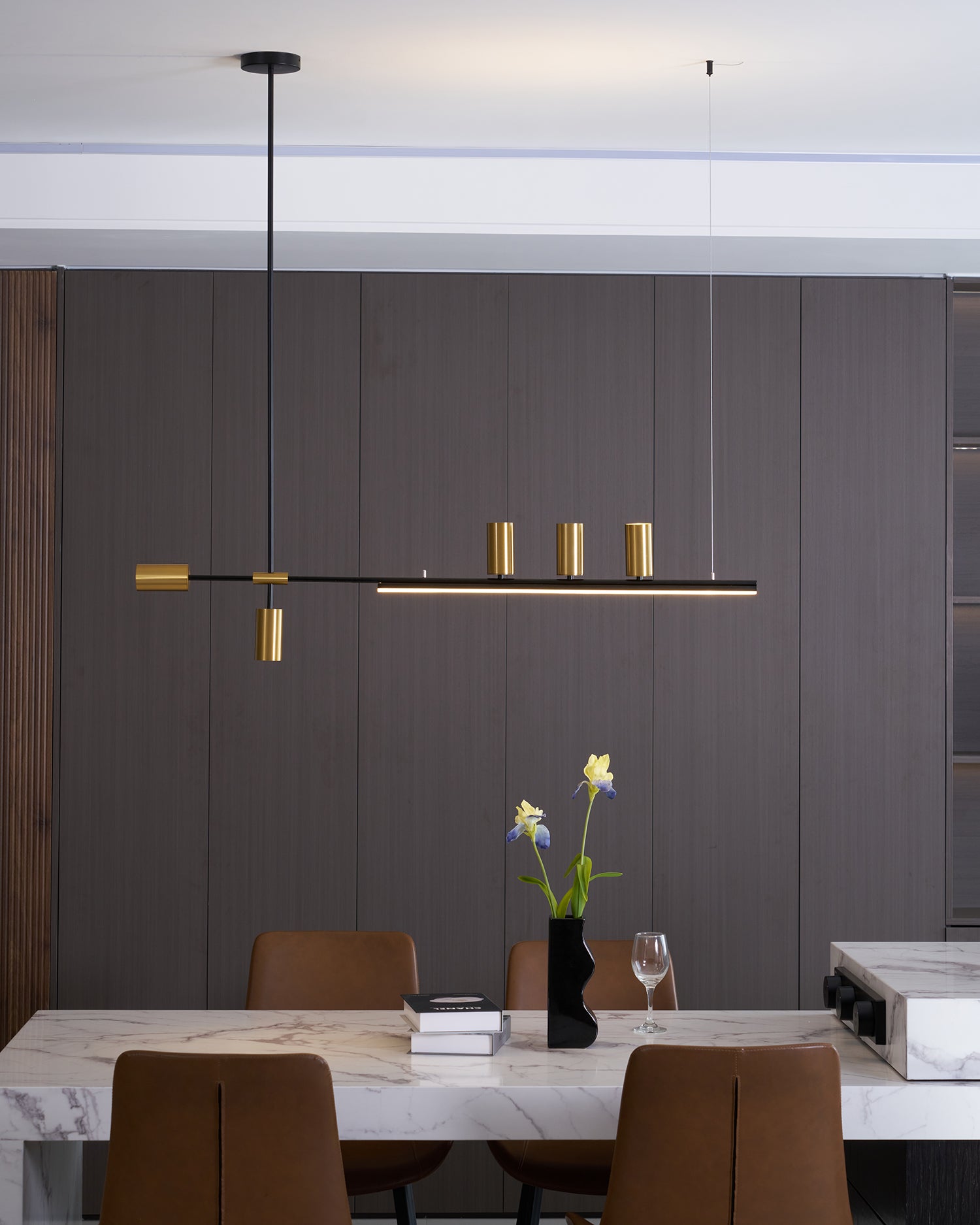 Modern Linear Island Pendant Light - Sleek Hanging Chandelier for Kitchen, Dining Room & Living Room - Perfect for Home & Restaurant Lighting Decor