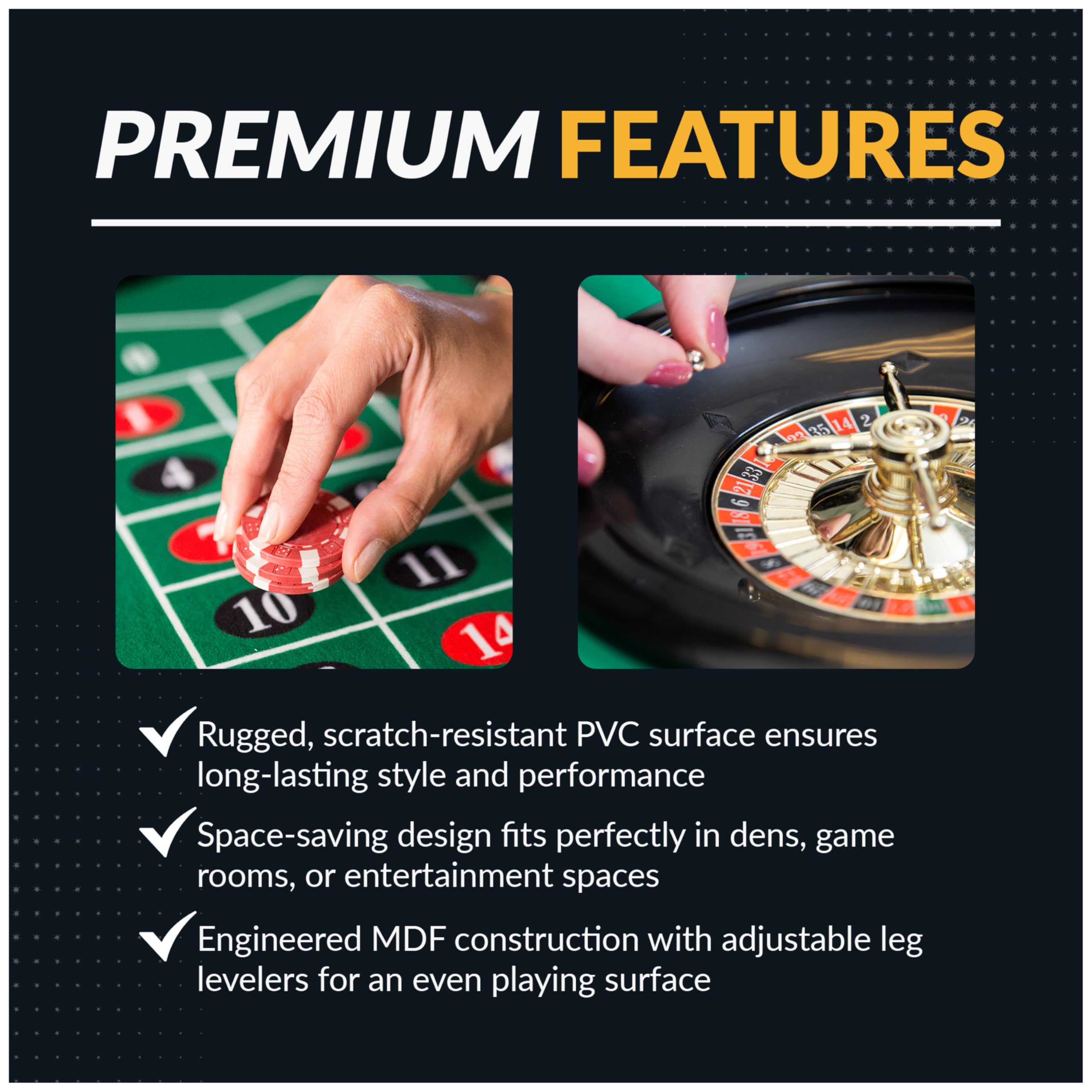 Hathaway Classic Monte Carlo 4-in-1 Casino Game Table Set - Craps, Roulette, Blackjack & Poker Table Top with Complete Accessories | Perfect for Game Nights, Parties & Home Entertainment