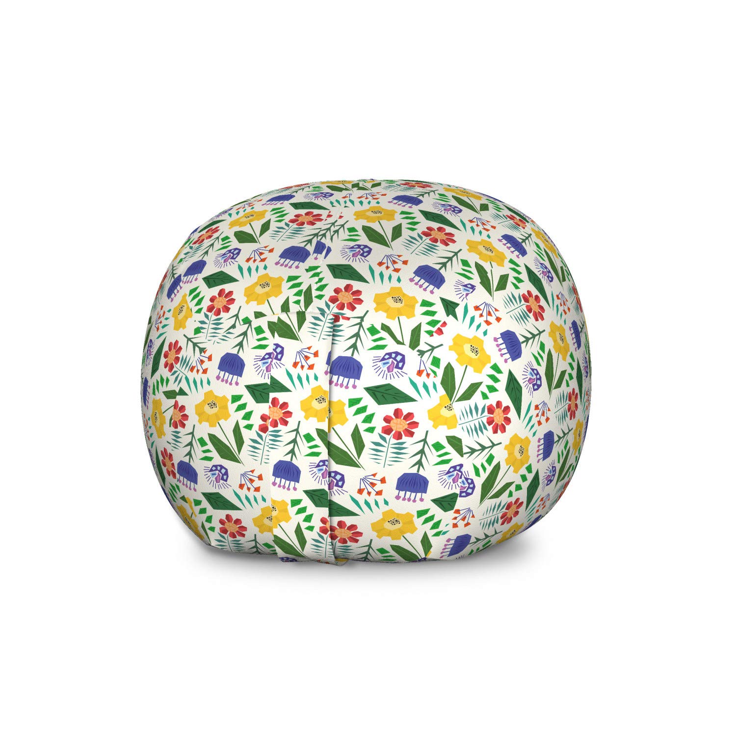 Ambesonne Scandinavian Style Garden Art Storage Toy Bag Chair - Colorful Floral & Abstract Design, Large Washable Stuffed Animal Organizer (Ivory Multicolor) - Perfect for Kids' Room, Nursery, Playroom & Home Decor