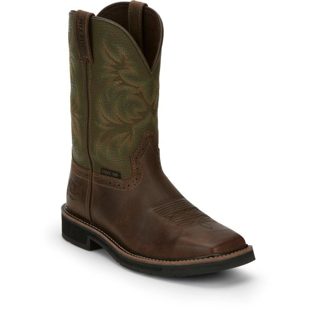 Justin Men's Stampede Driller Steel Toe Work Boots - Durable Safety Shoes for Construction, Warehouse & Outdoor Work - Comfortable & Slip-Resistant for Heavy Duty Jobs