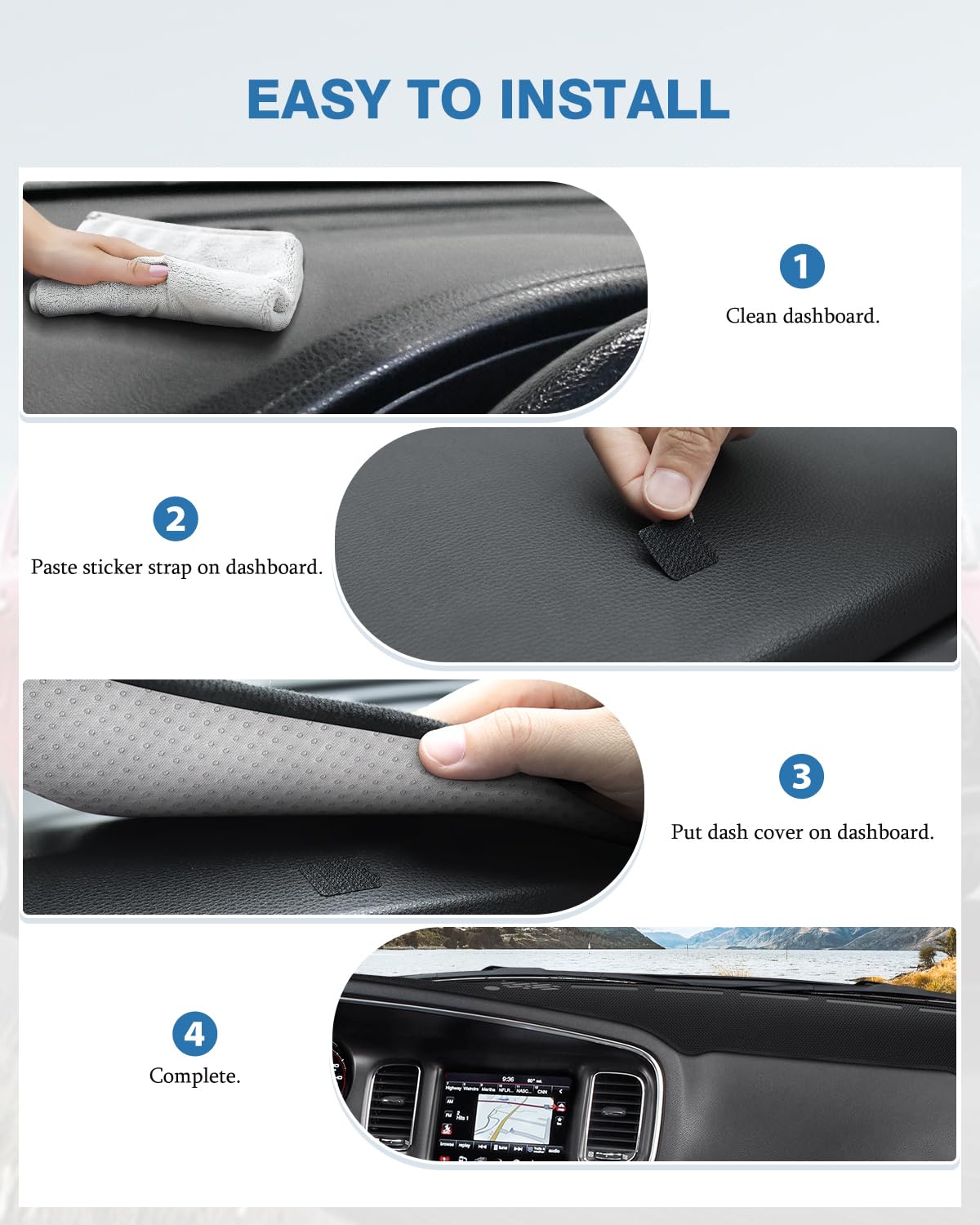 FIILINES Dash Cover for Dodge Charger 2011-2023 | Non-Slip Mesh Dashboard Protector | Sunshade & Anti-Glare Accessory | Perfect for Summer Heat & UV Protection