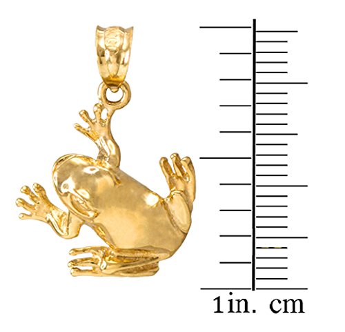 10k Yellow Gold Frog Pendant Necklace - Animal Kingdom High Polish Jewelry for Women - Perfect Gift for Nature Lovers, Birthday & Anniversary
