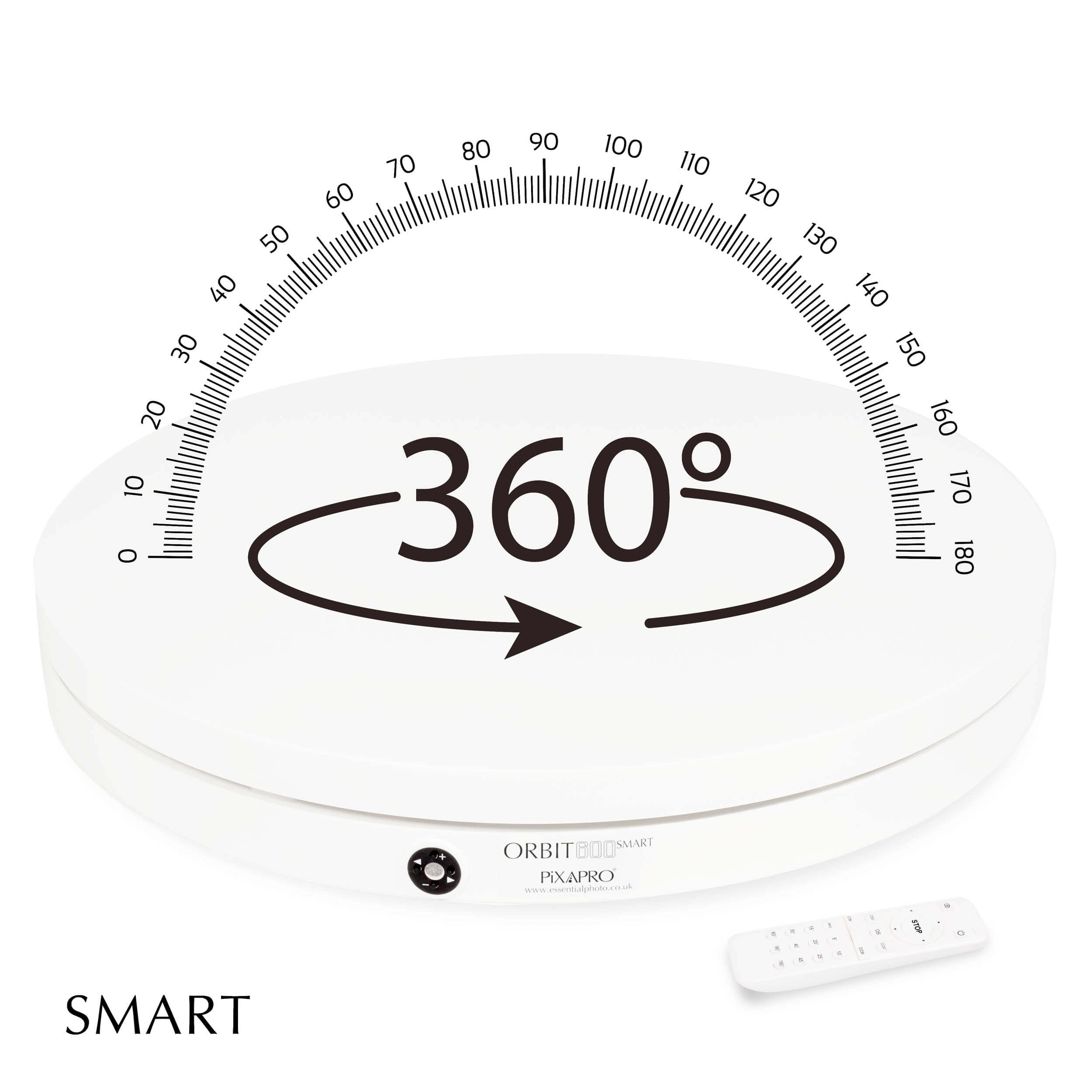 ORBIT600 SMART 360° Professional 60cm 10-Speed Motorized Turntable for Product Photography, Video Shooting & Display - White