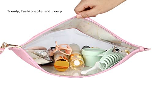 Personalized Pink Clear Makeup Bag - Transparent Travel Cosmetic Organizer for Toiletries, Snacks & Beach Essentials | Perfect for Gym, Travel & Daily Use