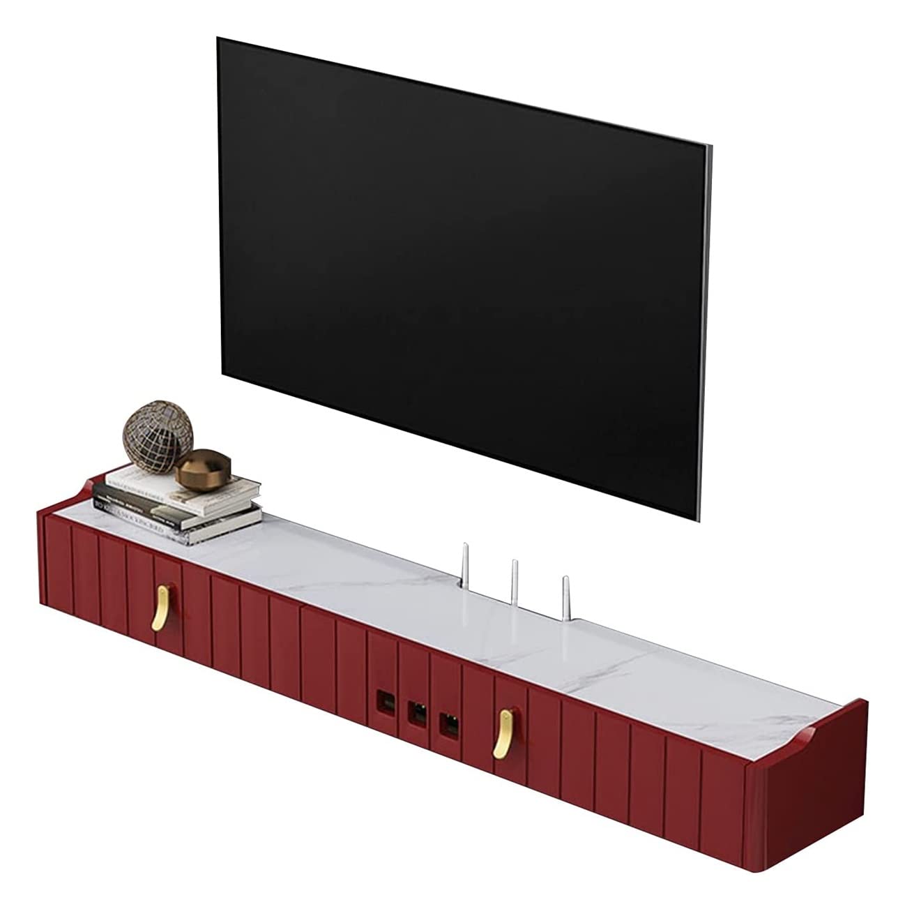 47.2/55.1 Inch Floating TV Stand with Storage Shelves & Cable Management - Wall Mounted Entertainment Center with Drawer for Set-Top Box - Perfect for Living Room, Bedroom & Home Theater Organization