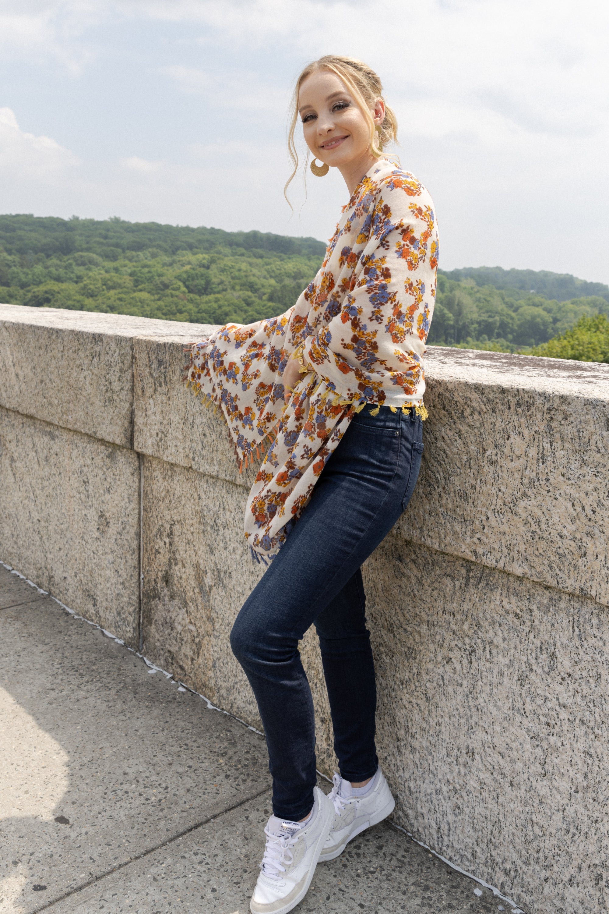 Atalia Multi Floral Scarf - Lightweight Fashion Shawl for Women - Perfect for Spring Outfits, Beach Cover-ups & Evening Events