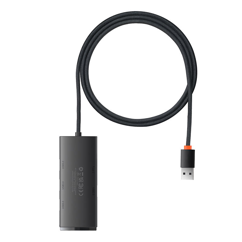 Baseus Lite Series 4-in-1 USB Hub Adapter - USB A to 4x USB 3.0 Ports, 6.6ft/2M Cable - Perfect for Home Office, Gaming & Travel Accessories