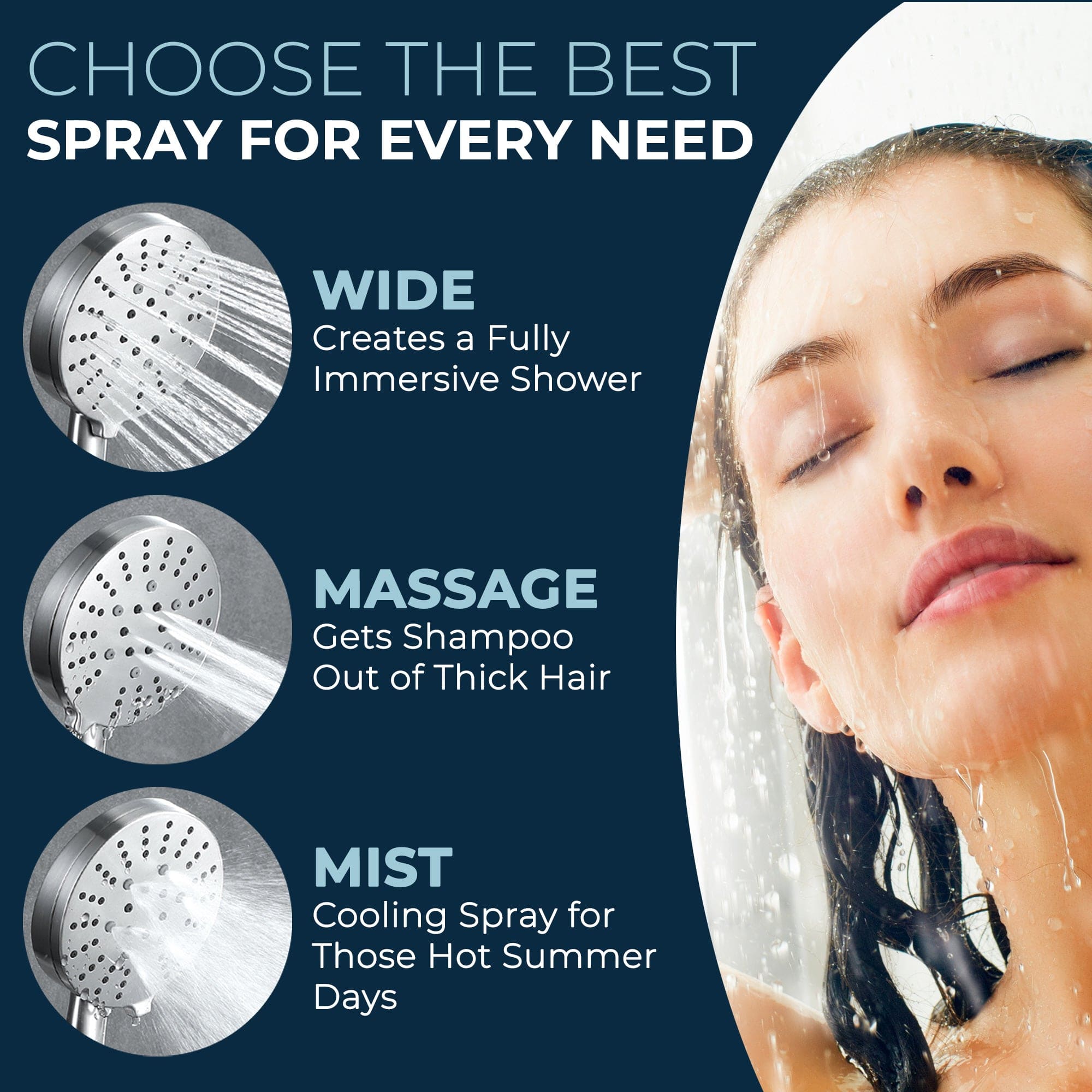 Premium All-Metal 3-Spray Dual Shower Head with Adjustable Shower Arm Extension - 1.75 GPM Water Saving - Perfect for Bathroom Upgrade & Spa-Like Experience