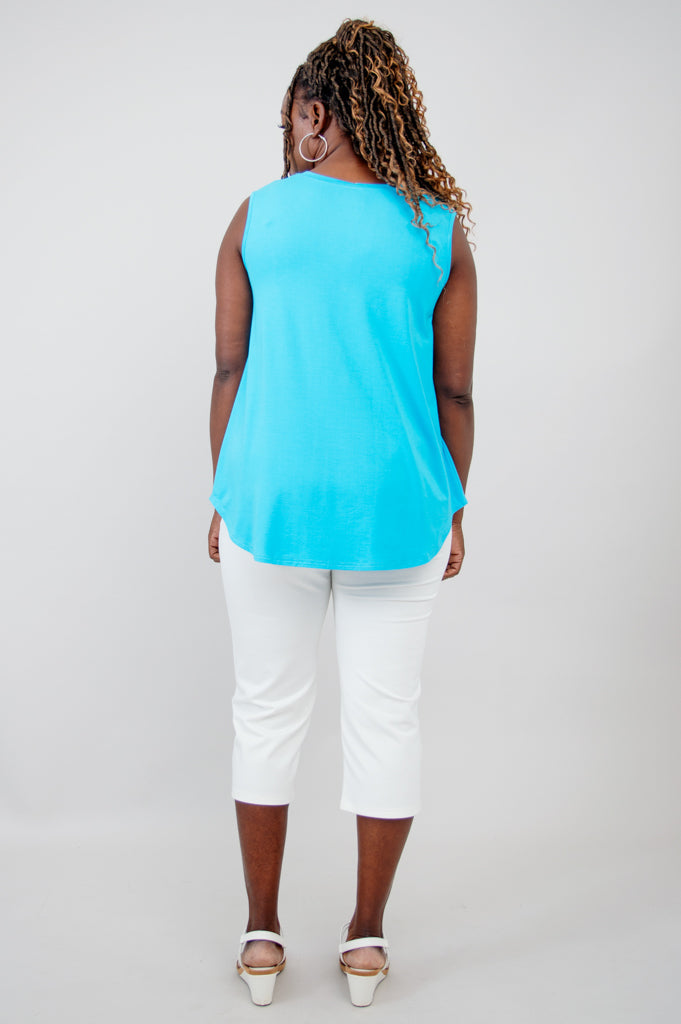 Jackie Tank Top for Women - Soft Bamboo Fabric, Turquoise Blue - Perfect for Yoga, Beach & Summer Outfits