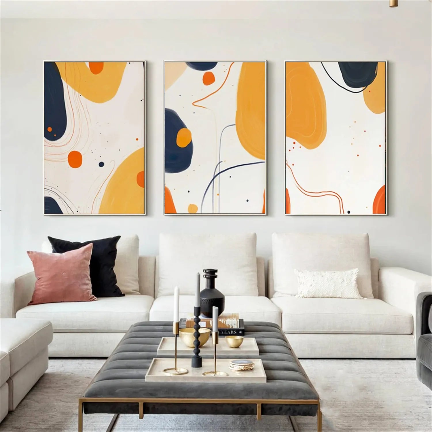 Abstract Tranquility Wall Art Set of 3 - Modern Minimalist Canvas Prints for Living Room, Bedroom & Office Decor - #WS184